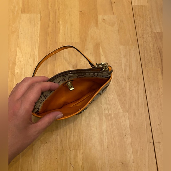 Cute Coach Wristlet with Orange leather accents! Good condition! - Picture 3 of 5